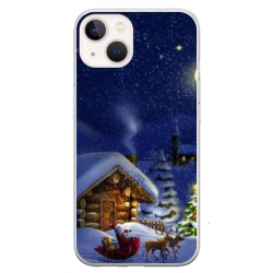 Husa personalizata tip carcasa HQPrint pentru Apple iPhone 15, model Christmas Cottage, multicolor, S1D1M0059