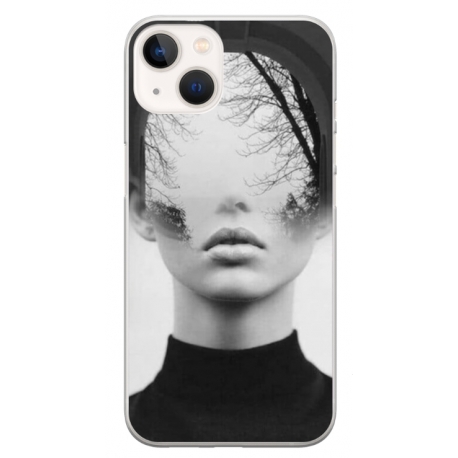 Husa personalizata tip carcasa HQPrint pentru Apple iPhone 15, model Abstract Lady, multicolor, S1D1M0066