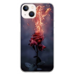 Husa personalizata tip carcasa HQPrint pentru Apple iPhone 15, model Fire Rose, multicolor, S1D1M0158