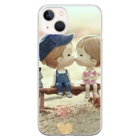 Husa personalizata tip carcasa HQPrint pentru Apple iPhone 15, model Kiss, multicolor, S1D1M0259