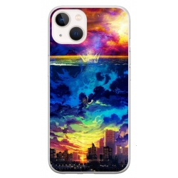 Husa personalizata tip carcasa HQPrint pentru Apple iPhone 15, model Abstract City, multicolor, S1D1M0263