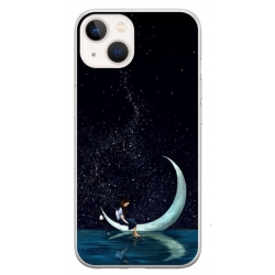 Husa personalizata tip carcasa HQPrint pentru Apple iPhone 15, model Moon Fishing, multicolor, S1D1M0270