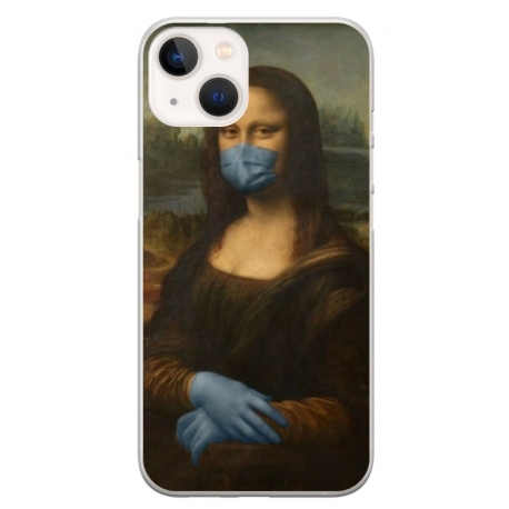 Husa personalizata tip carcasa HQPrint pentru Apple iPhone 15, model Covid Mona Lisa, multicolor, S1D1M0327