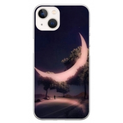 Husa personalizata tip carcasa HQPrint pentru Apple iPhone 15, model Moon in the Trees, multicolor, S1D1M0331