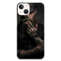 Husa personalizata tip carcasa HQPrint pentru Apple iPhone 15, model Beard Man, multicolor, S1D1M0355
