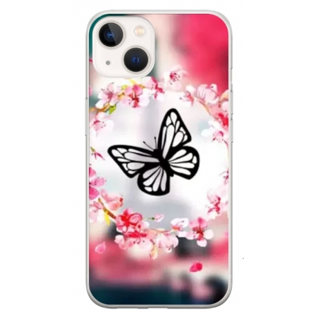 Husa personalizata tip carcasa HQPrint pentru Apple iPhone 15, model Butterfly 8, multicolor, S1D1M0380