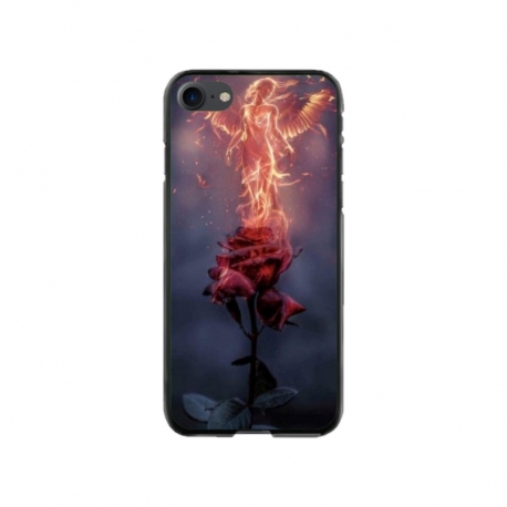 Husa personalizata tip carcasa HQPrint pentru Apple iPhone SE2, model Fire Rose, multicolor, S1D1M0158