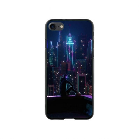 Husa personalizata tip carcasa HQPrint pentru Apple iPhone SE2, model Neon City, multicolor, S1D1M0260