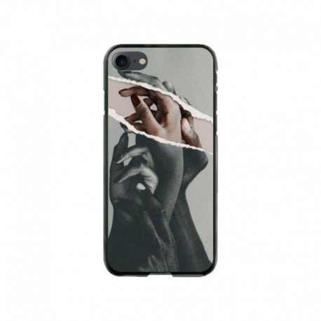 Husa personalizata tip carcasa HQPrint pentru Apple iPhone SE2, model Black and White Hands, multicolor, S1D1M0300