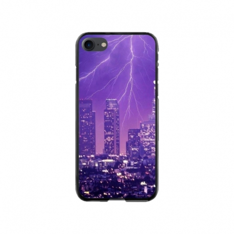 Husa personalizata tip carcasa HQPrint pentru Apple iPhone SE2, model Purple Lightning, multicolor, S1D1M0354