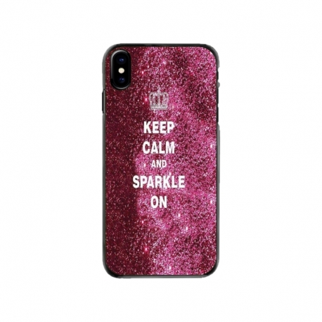 Husa personalizata tip carcasa HQPrint pentru Apple iPhone XS, model Keep Calm and Sparkle On, multicolor, S1D1M0252