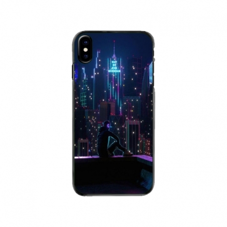 Husa personalizata tip carcasa HQPrint pentru Apple iPhone XS, model Neon City, multicolor, S1D1M0260