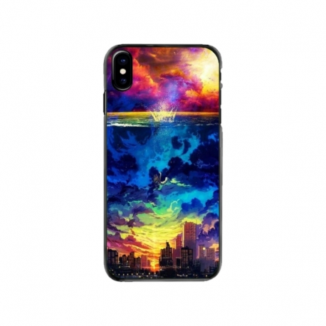 Husa personalizata tip carcasa HQPrint pentru Apple iPhone XS, model Abstract City, multicolor, S1D1M0263