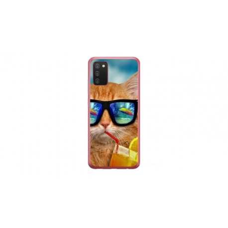 Husa personalizata tip carcasa HQPrint pentru Samsung Galaxy A02S, model Cool Cat, multicolor, S1D1M0031