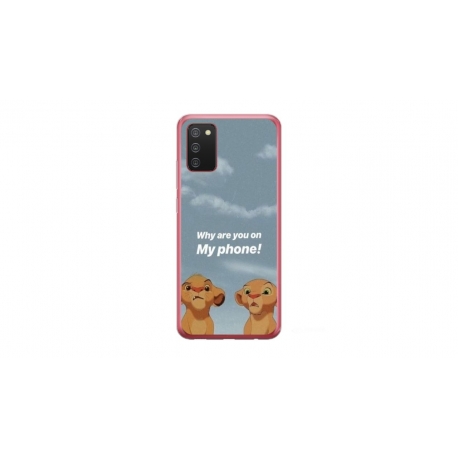 Husa personalizata tip carcasa HQPrint pentru Samsung Galaxy A02S, model Why are you on my phone, multicolor, S1D1M0220