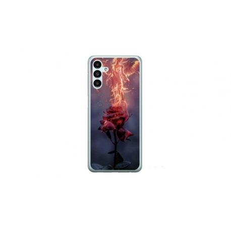 Husa personalizata tip carcasa HQPrint pentru Samsung Galaxy A04S, model Fire Rose, multicolor, S1D1M0158