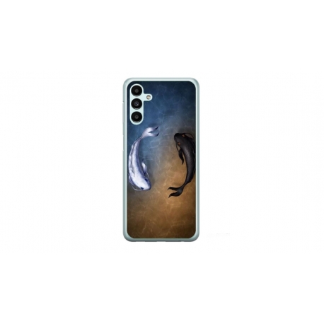 Husa personalizata tip carcasa HQPrint pentru Samsung Galaxy A14 5G, model Ying and Yang Fish, multicolor, S1D1M0390