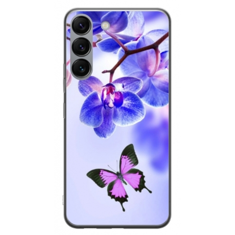 Husa personalizata tip carcasa HQPrint pentru Samsung Galaxy S23, model Butterfly 2, multicolor, S1D1M0029