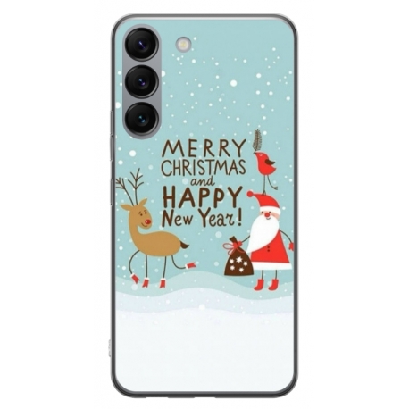 Husa personalizata tip carcasa HQPrint pentru Samsung Galaxy S23, model Happy Christmas and New Year, multicolor, S1D1M0047