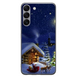 Husa personalizata tip carcasa HQPrint pentru Samsung Galaxy S23, model Christmas Cottage, multicolor, S1D1M0059
