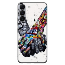 Husa personalizata tip carcasa HQPrint pentru Samsung Galaxy S23, model Abstract Holding, multicolor, S1D1M0271