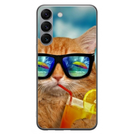 Husa personalizata tip carcasa HQPrint pentru Samsung Galaxy S23, model Cool Cat, multicolor, S1D1M0031