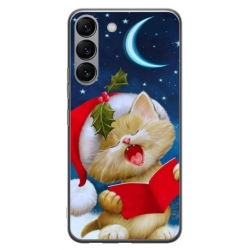 Husa personalizata tip carcasa HQPrint pentru Samsung Galaxy S23, model Christmas Cat, multicolor, S1D1M0048