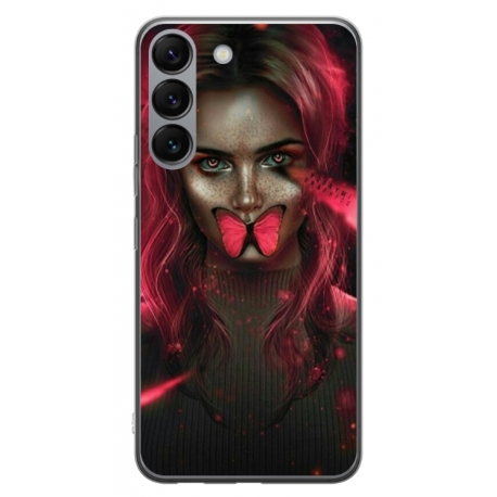 Husa personalizata tip carcasa HQPrint pentru Samsung Galaxy S23, model Butterfly Mouth 2, multicolor, S1D1M0352