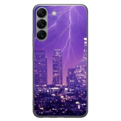 Husa personalizata tip carcasa HQPrint pentru Samsung Galaxy S23, model Purple Lightning, multicolor, S1D1M0354