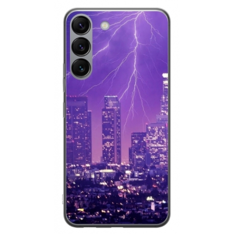 Husa personalizata tip carcasa HQPrint pentru Samsung Galaxy S23, model Purple Lightning, multicolor, S1D1M0354