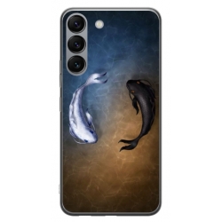 Husa personalizata tip carcasa HQPrint pentru Samsung Galaxy S23, model Ying and Yang Fish, multicolor, S1D1M0390