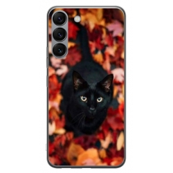 Husa personalizata tip carcasa HQPrint pentru Samsung Galaxy S23 Plus, model Black Cat 3, multicolor, S1D1M0017