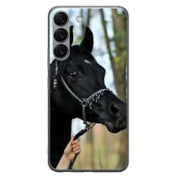 Husa personalizata tip carcasa HQPrint pentru Samsung Galaxy S23 Plus, model Black Horse, multicolor, S1D1M0019