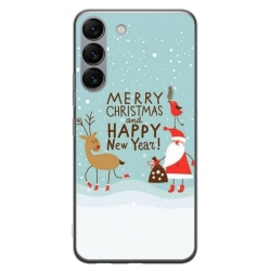 Husa personalizata tip carcasa HQPrint pentru Samsung Galaxy S23 Plus, model Happy Christmas and New Year, multicolor, S1D1M0047