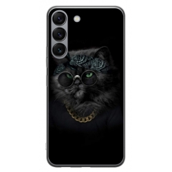 Husa personalizata tip carcasa HQPrint pentru Samsung Galaxy S23 Plus, model Black Cat 4, multicolor, S1D1M0097