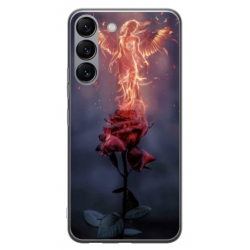 Husa personalizata tip carcasa HQPrint pentru Samsung Galaxy S23 Plus, model Fire Rose, multicolor, S1D1M0158
