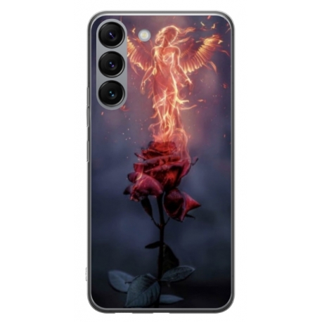 Husa personalizata tip carcasa HQPrint pentru Samsung Galaxy S23 Plus, model Fire Rose, multicolor, S1D1M0158