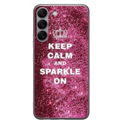 Husa personalizata tip carcasa HQPrint pentru Samsung Galaxy S23 Plus, model Keep Calm and Sparkle On, multicolor, S1D1M0252