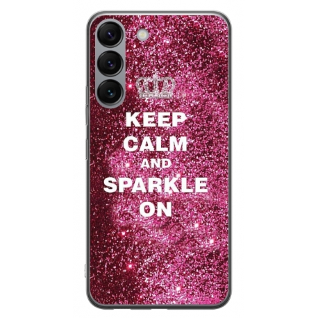 Husa personalizata tip carcasa HQPrint pentru Samsung Galaxy S23 Plus, model Keep Calm and Sparkle On, multicolor, S1D1M0252