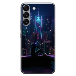 Husa personalizata tip carcasa HQPrint pentru Samsung Galaxy S23 Plus, model Neon City, multicolor, S1D1M0260