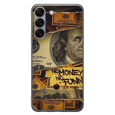 Husa personalizata tip carcasa HQPrint pentru Samsung Galaxy S23 Plus, model No Money No Funny, multicolor, S1D1M0262