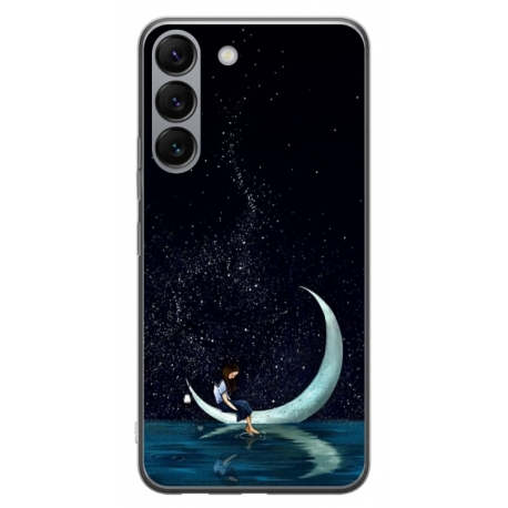 Husa personalizata tip carcasa HQPrint pentru Samsung Galaxy S23 Plus, model Moon Fishing, multicolor, S1D1M0270