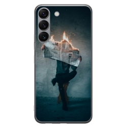Husa personalizata tip carcasa HQPrint pentru Samsung Galaxy S23 Plus, model Burn the News, multicolor, S1D1M0345