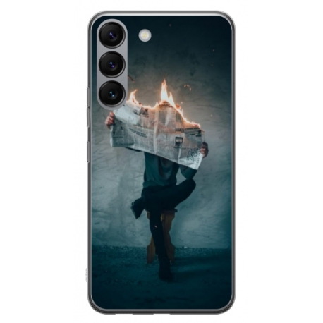 Husa personalizata tip carcasa HQPrint pentru Samsung Galaxy S23 Plus, model Burn the News, multicolor, S1D1M0345