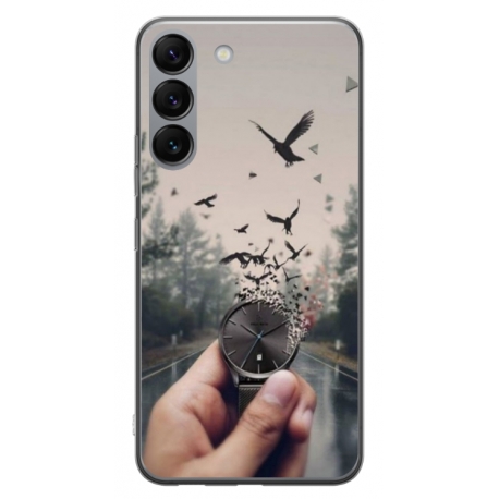 Husa personalizata tip carcasa HQPrint pentru Samsung Galaxy S23 Plus, model Time Flies 2, multicolor, S1D1M0365