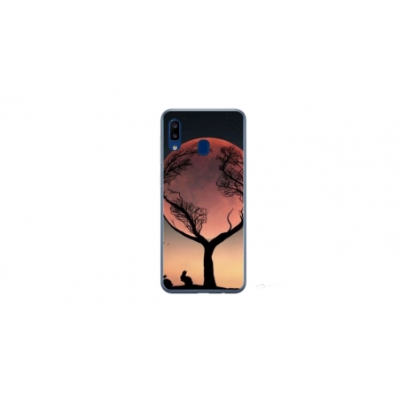 Husa personalizata tip carcasa HQPrint pentru Samsung Galaxy A20e, model Moon Tree, multicolor, S1D1M0068