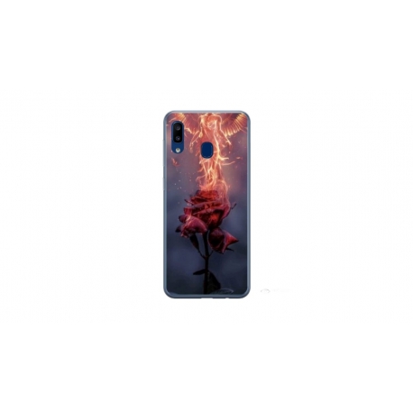 Husa personalizata tip carcasa HQPrint pentru Samsung Galaxy A20e, model Fire Rose, multicolor, S1D1M0158