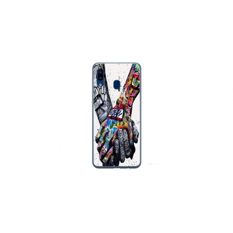 Husa personalizata tip carcasa HQPrint pentru Samsung Galaxy A20e, model Abstract Holding, multicolor, S1D1M0271