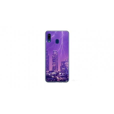 Husa personalizata tip carcasa HQPrint pentru Samsung Galaxy A20e, model Purple Lightning, multicolor, S1D1M0354