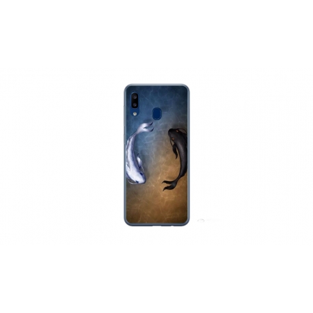 Husa personalizata tip carcasa HQPrint pentru Samsung Galaxy A40, model Ying and Yang Fish, multicolor, S1D1M0390